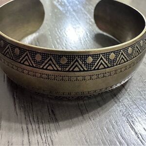 Beautiful Geometric Patterned Brass Cuff Bracelet - lightweight